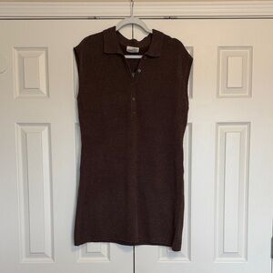 Brown Sleeveless Polo Dress